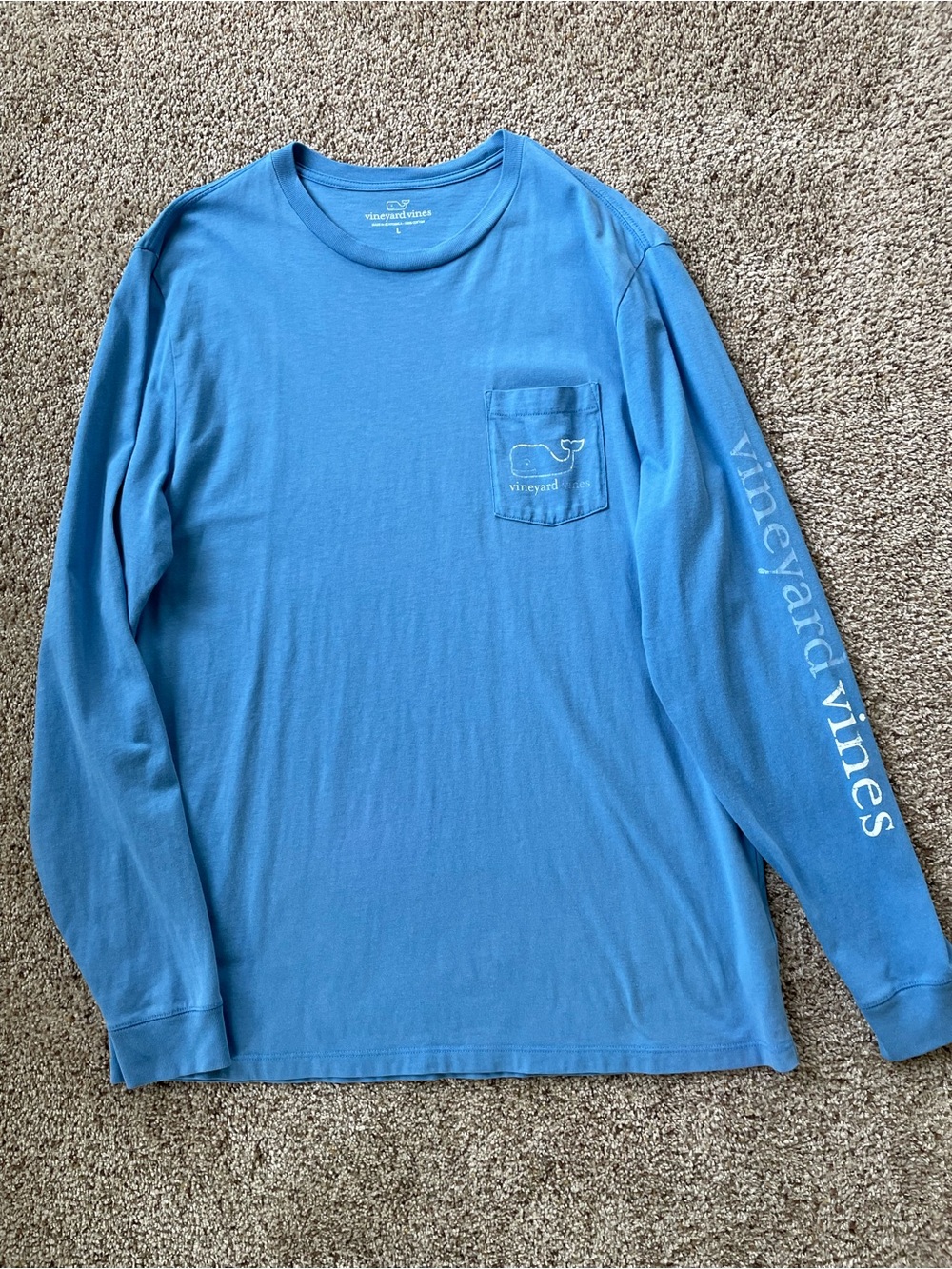 Vineyard Vines Long-Sleeve Pocket Tee in Sky Blue